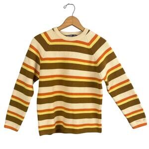 Vintage Meister Knit Sweater Wool Austria Crewneck Stripe Cropped Sleeve Fall